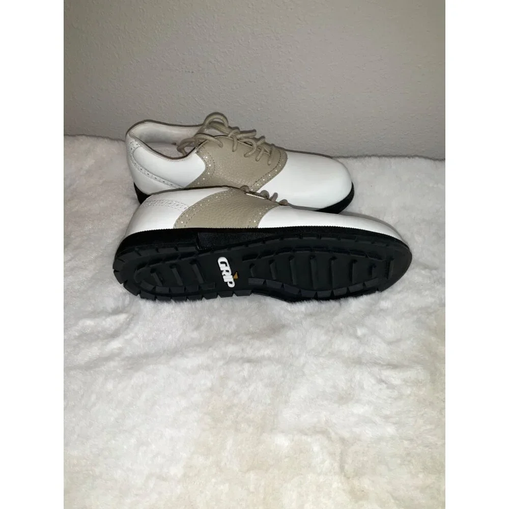GRIP GT Classic Women's Golf Shoes NEW size 6 White & Tan - Picture 6 of 9